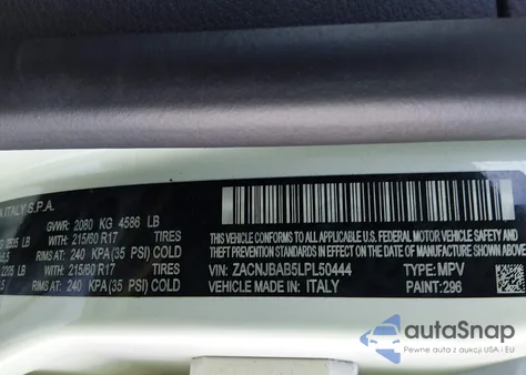 2020 Jeep Renegade Upland 4X4 z USA, uszkodzony, nr VIN ZACNJBAB5LPL50444